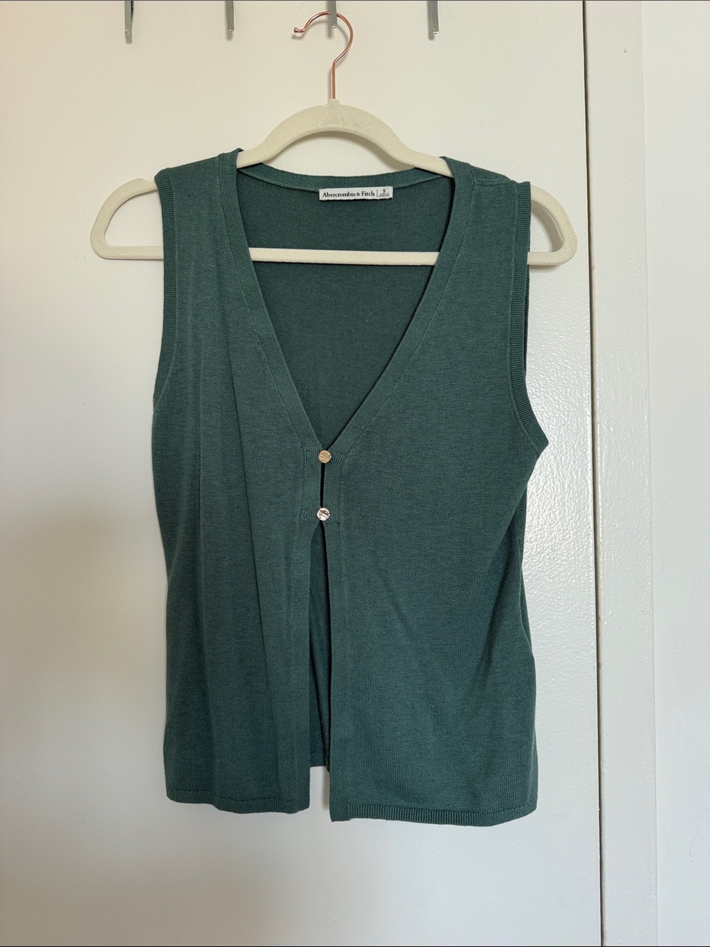 Abercrombie & Fitch Dark Green Sleeveless Button Vest